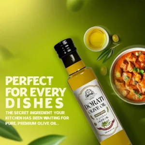 DORATI Extra Virgin Olive Oil – Italian First Cold Pressed Olive Oil, Polyphenol Rich, Gourmet EVOO for Cooking, Dressings, Dipping & Salads – 250ml (8.5 oz) Glass Bottle